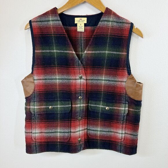 Vintage‎ Limited America Vest Womens S 100% Wool Plaid Snap Button Pockets - Picture 1 of 11